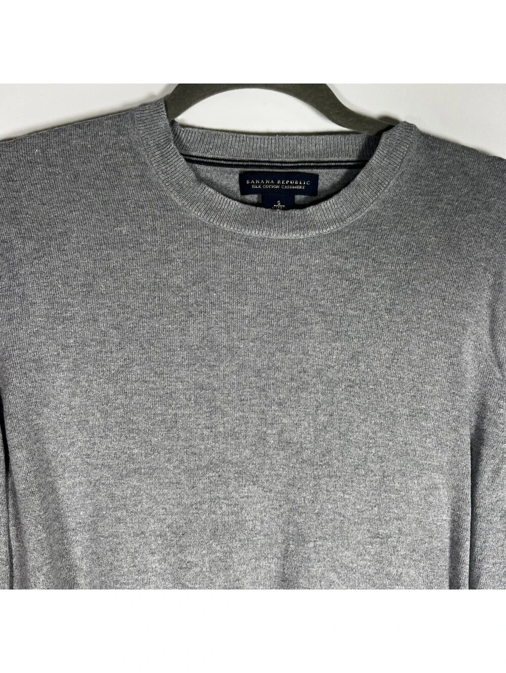 Banana Republic Crew-Neck Silk Cotton Cashmere Pullover Grey -Men's S